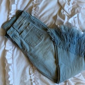 Cropped fringe jeans